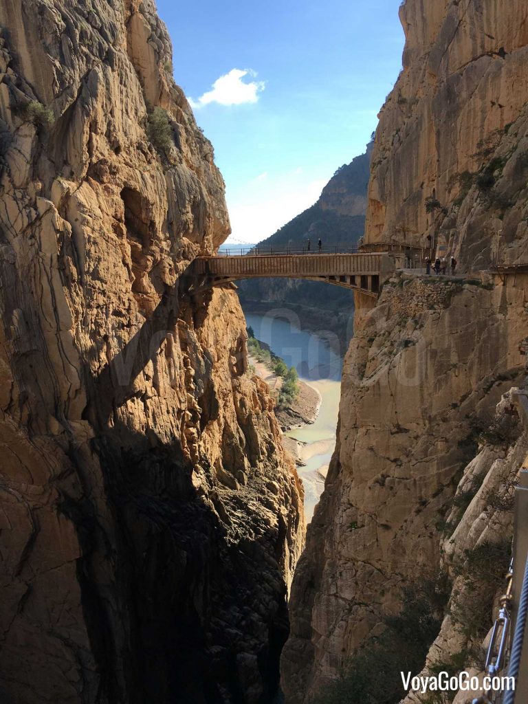 View of Caminito Del Rey.  A popular tourist attraction along the renovated walk way attached to the gorge.  Voyagogo Travel Blogs.
